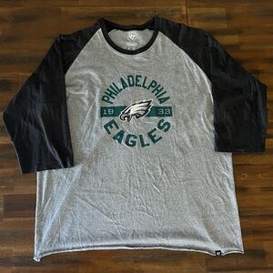 47 Brand Philadelphia Eagles Gray 3/4 Sleeve Tee